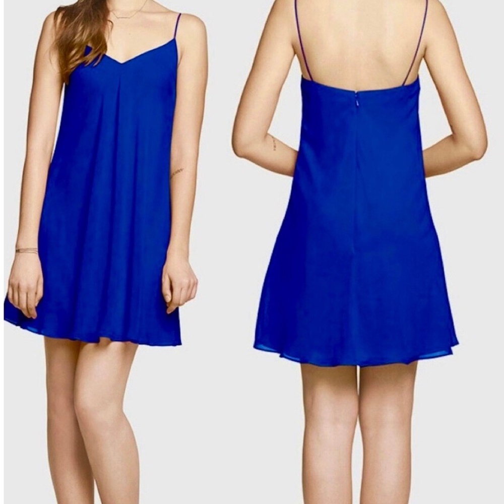Designer Minimalist Chiffon Baby Doll Mini Bridesmaid/Party Dress Royal Blue~6